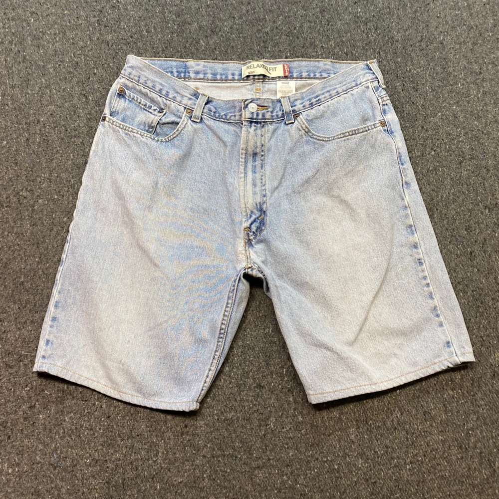 Levi 550 Relaxed Fit Jean Shorts Sz 38 Mens Blue Skater Grunge Light Wash Denim